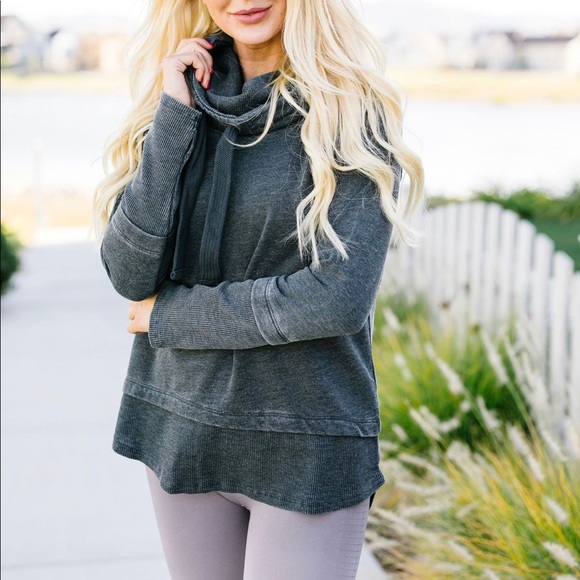 Mono B Thumbs Up Cowl Neck Pullover - Picture 3 of 8